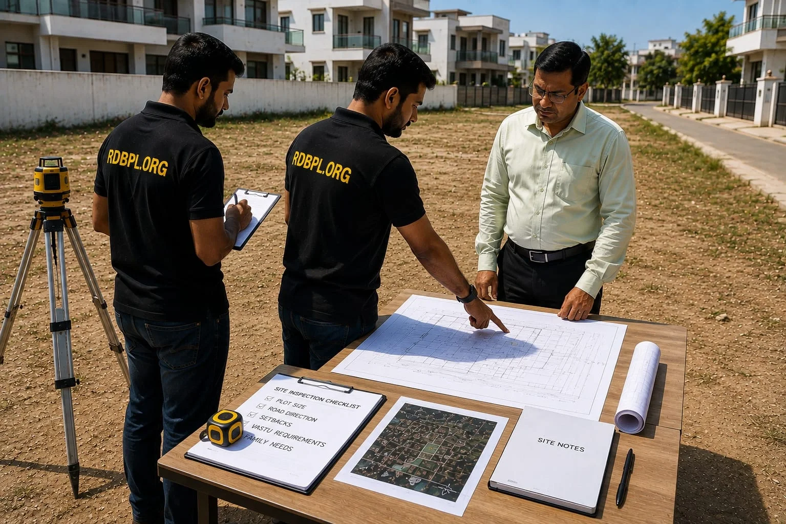 Site inspection for 2D floor plan designing in Shaheed Path Lucknow