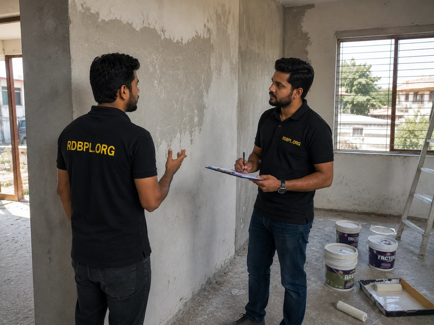 Painting site inspection in Shaheed Path Lucknow