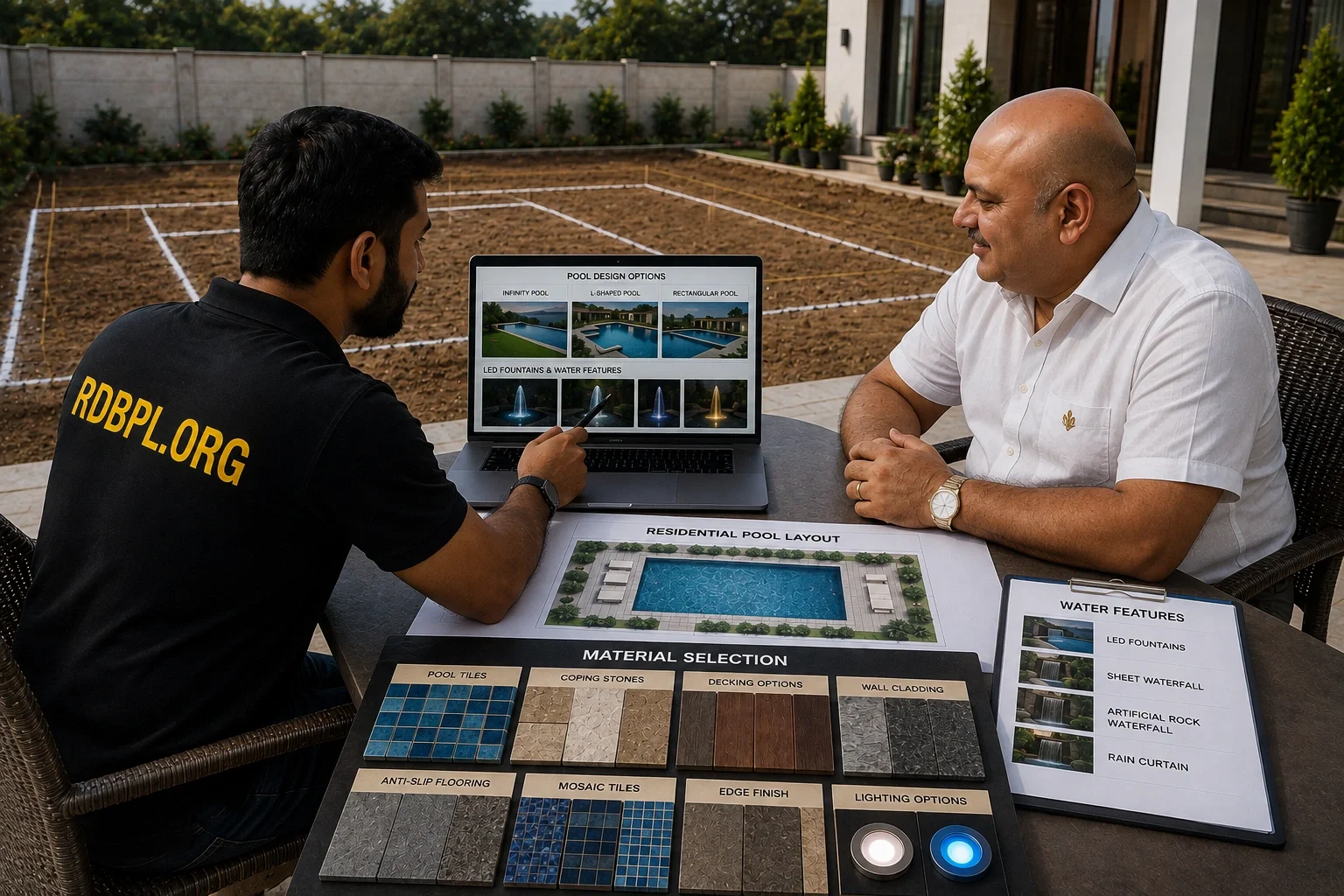 Swimming pool design and material selection