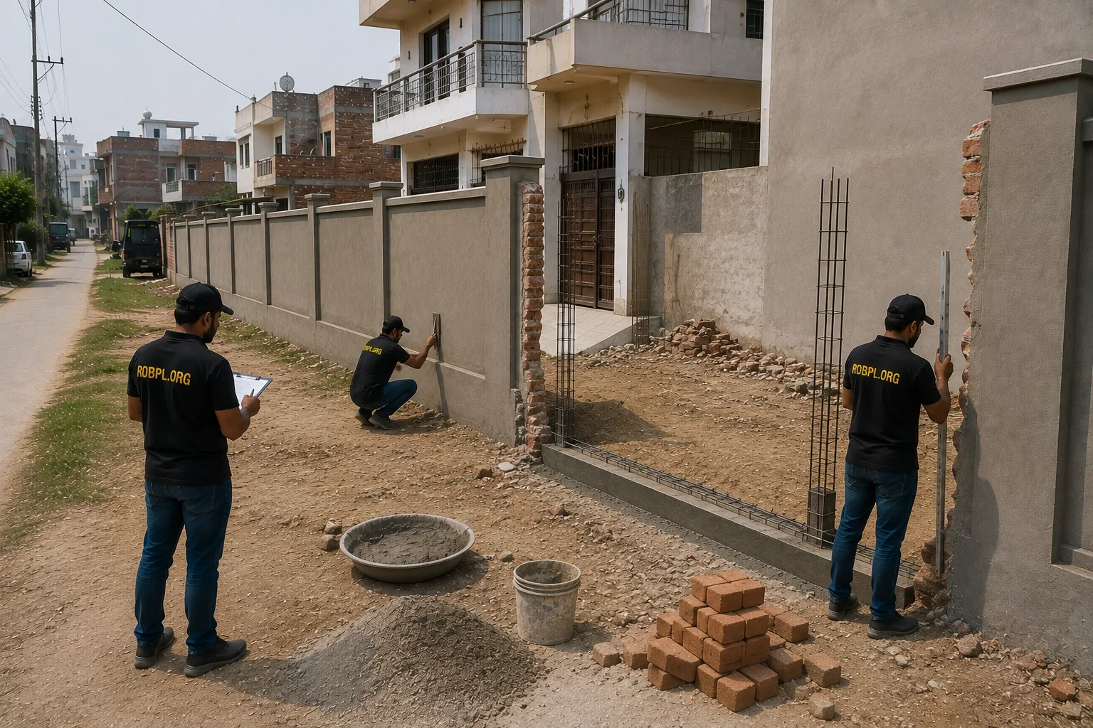 Brick boundary wall construction