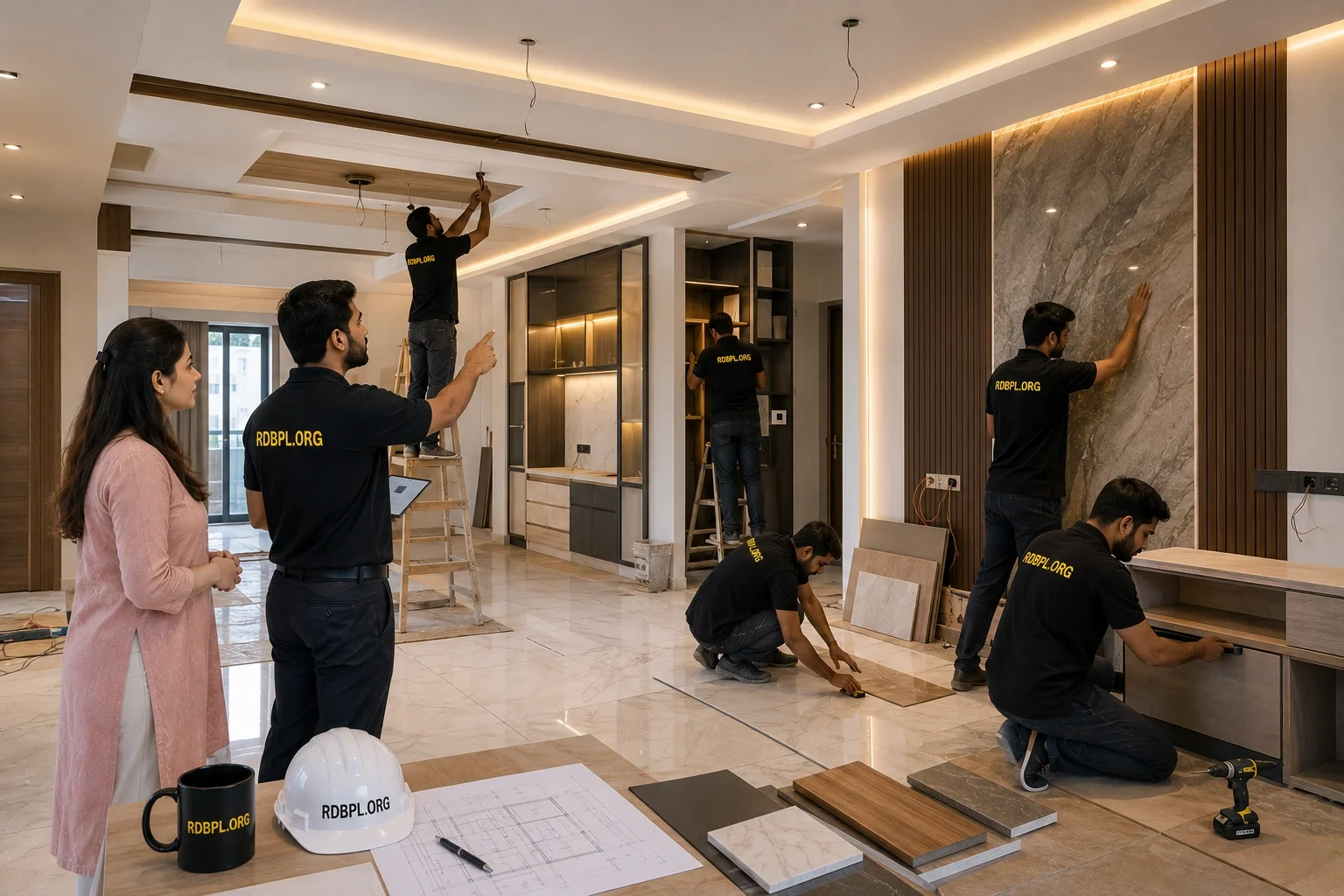 Interior execution work in Shaheed Path Lucknow