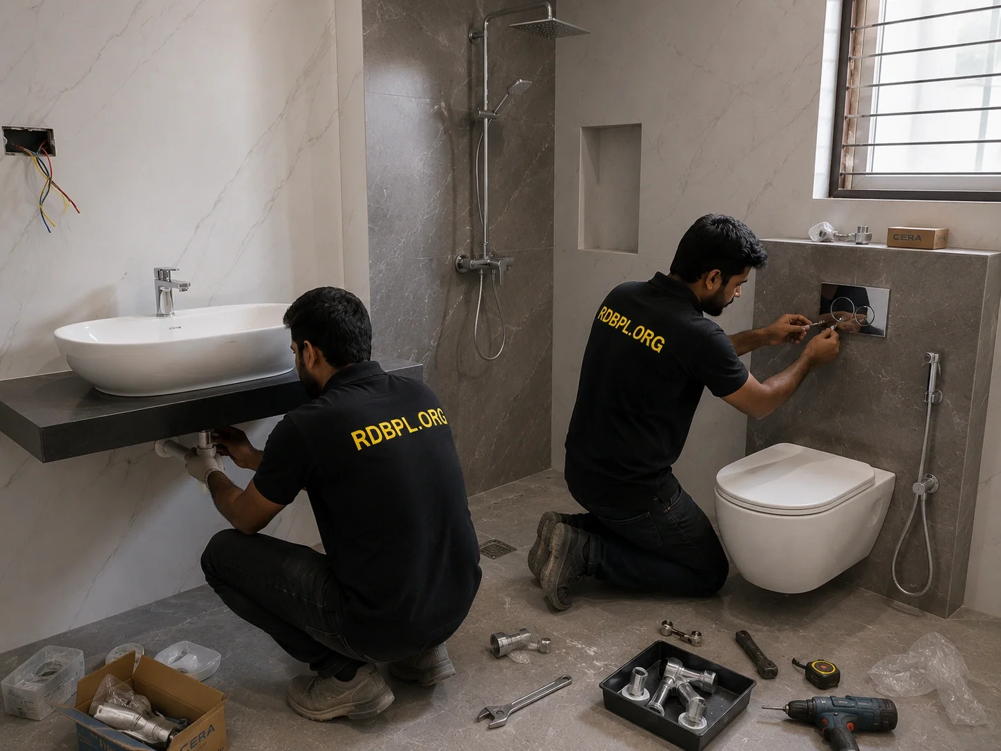 Bathroom sanitary fitting installation in Shaheed Path Lucknow