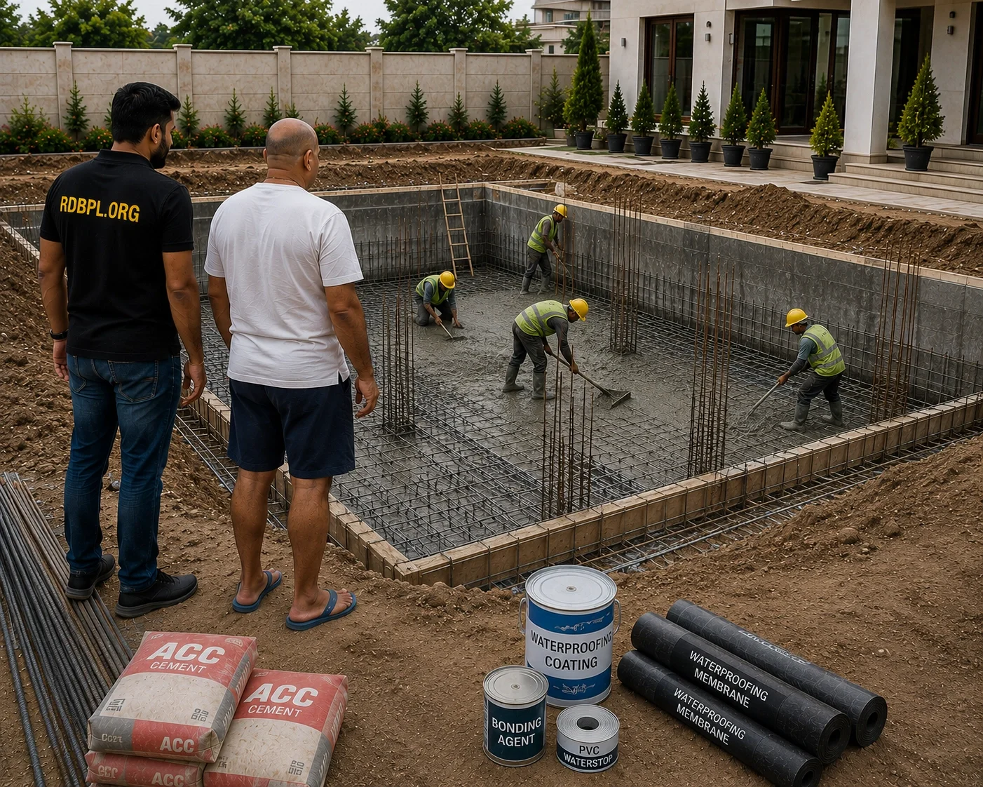 Swimming pool excavation and RCC structure