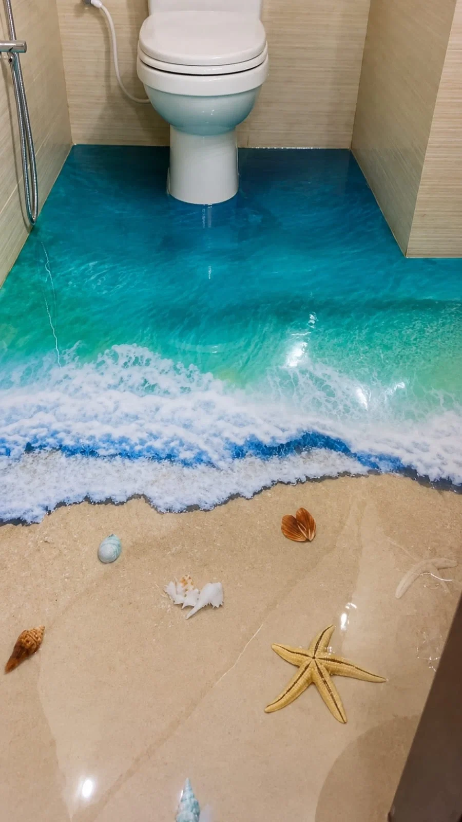 Bathroom 3D epoxy floor design installation in Sushant Golf City Lucknow