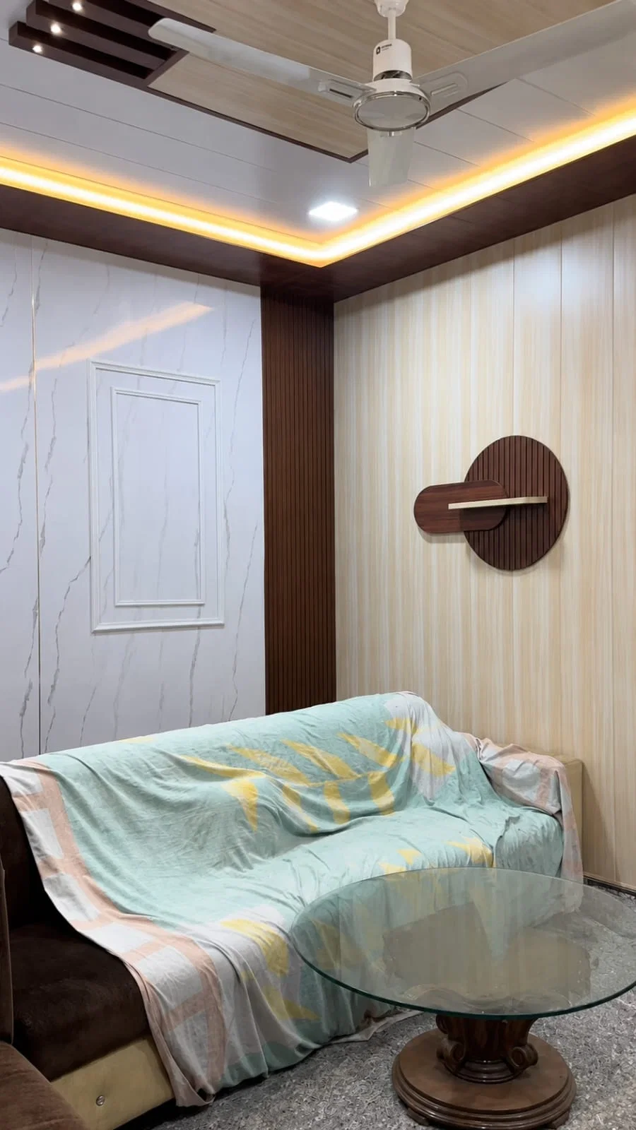 Marble finish PVC wall panel design installation in Indira Nagar Lucknow