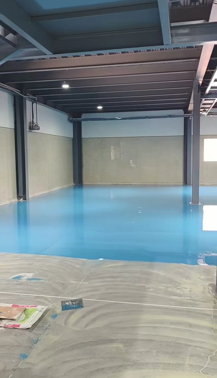 Industrial epoxy floor coating work in Sushant Golf City Lucknow factory area