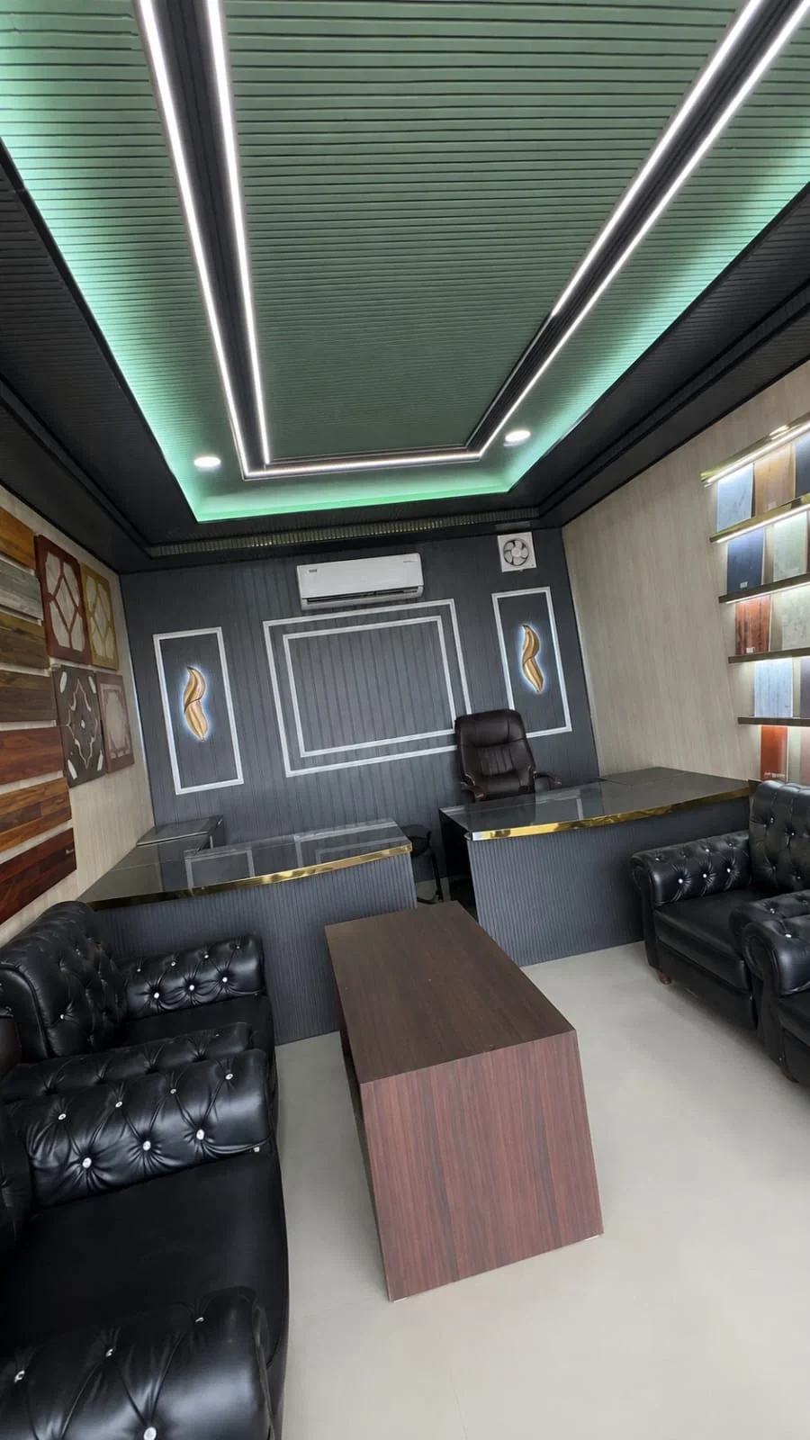 Office PVC wall panel installation work for commercial interiors in Shaheed Path Lucknow