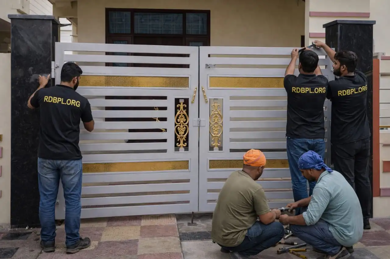 MS main entrance gate fabrication and installation in Lucknow for boundary walls