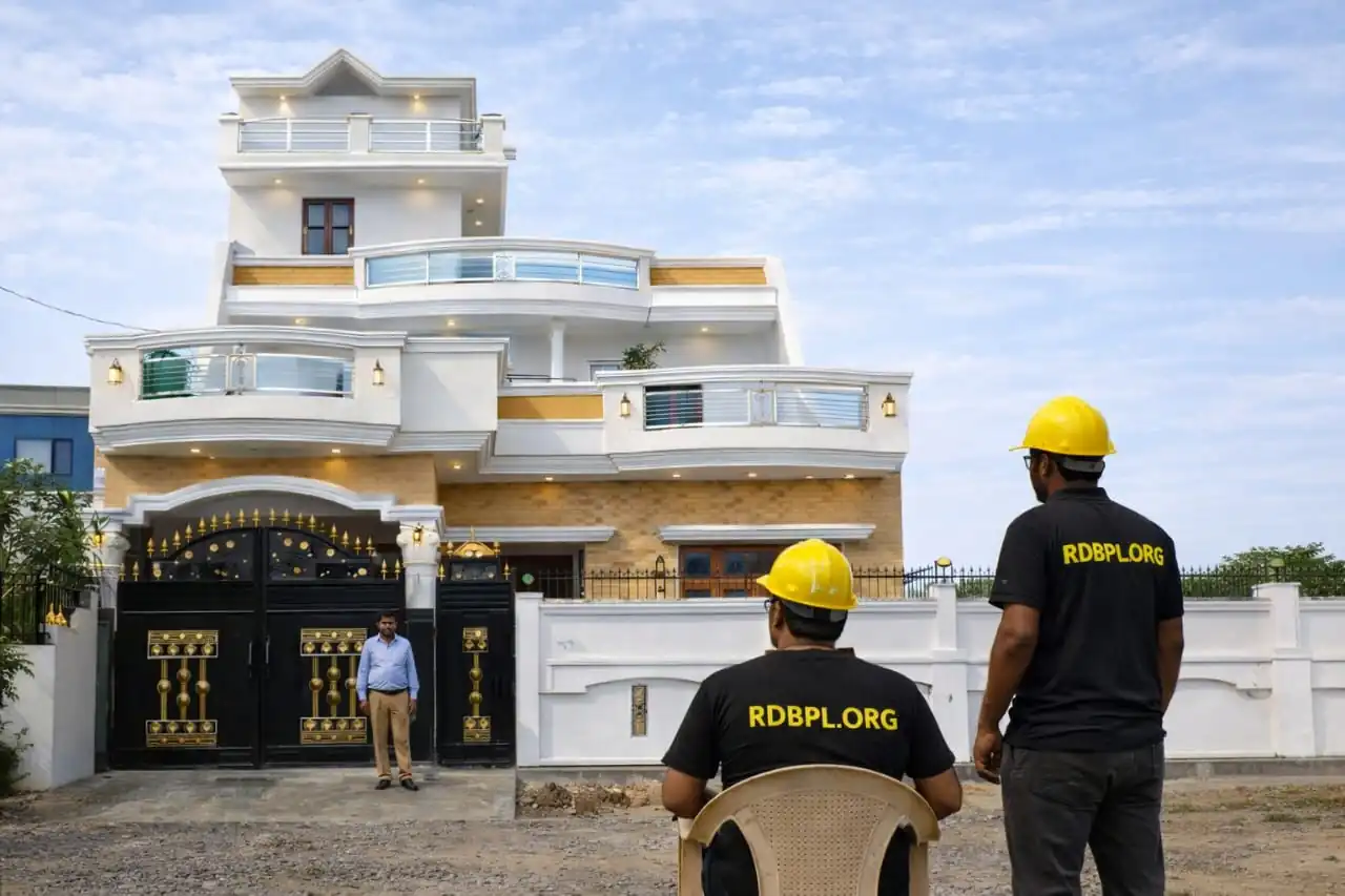 Luxury villa construction service in Lucknow with modern elevation and RCC structure