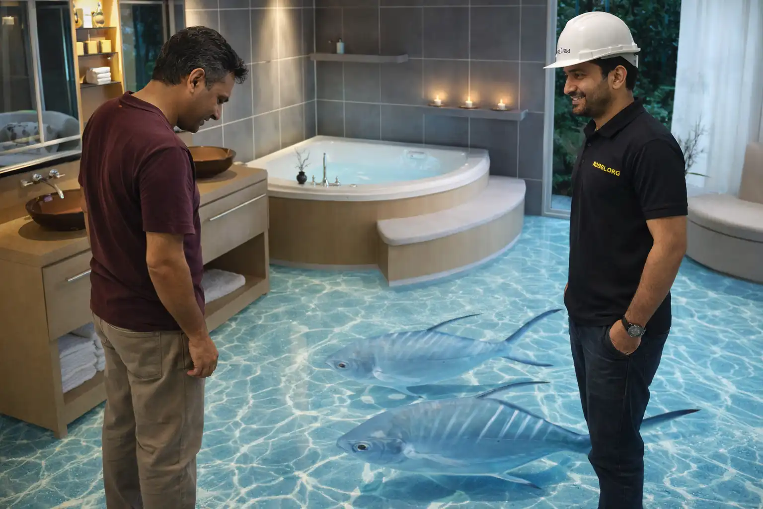 Epoxy 3D flooring installation in Lucknow for residential and commercial interiors