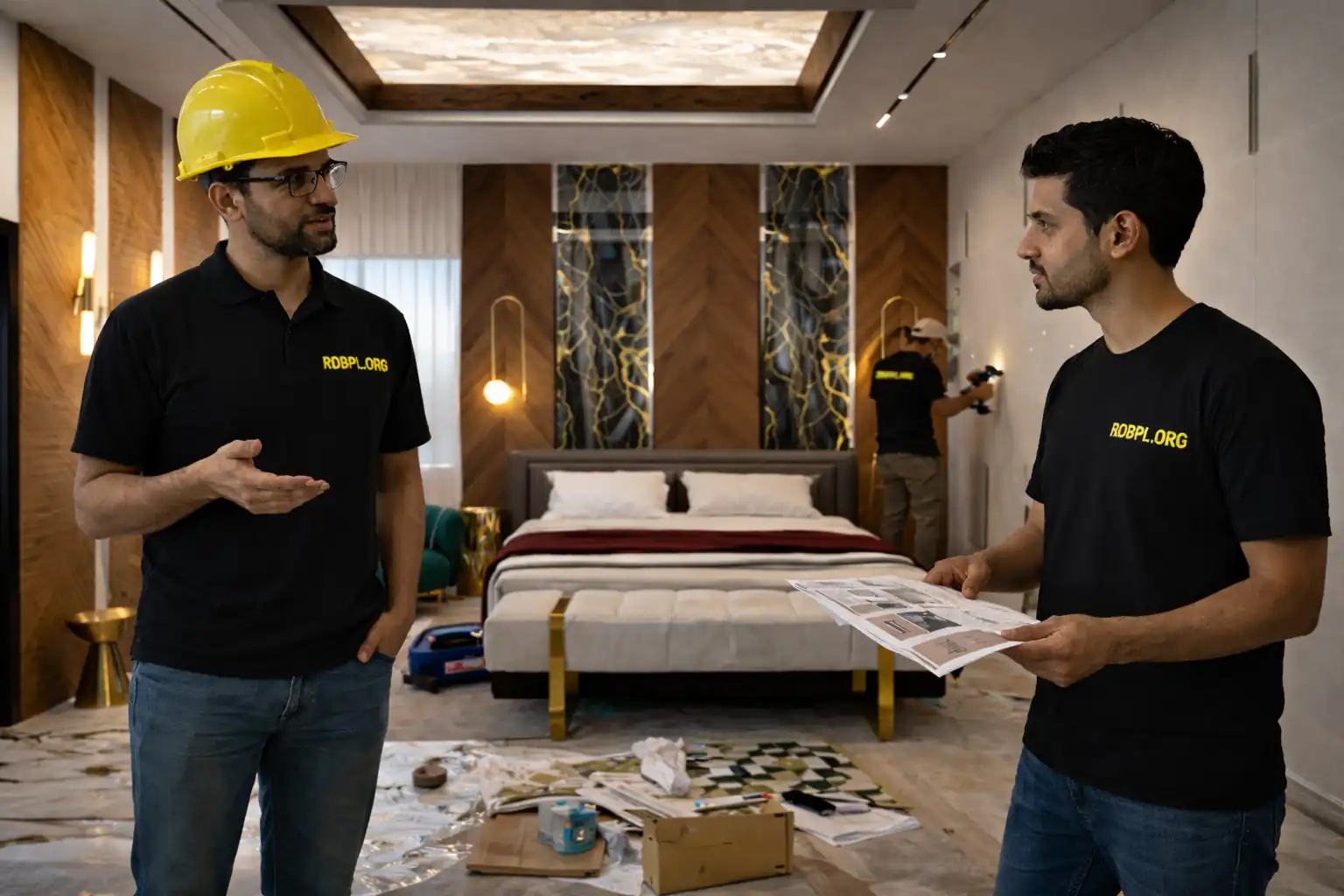 Bedroom interior designing service in Lucknow with modern wardrobe and lighting setup