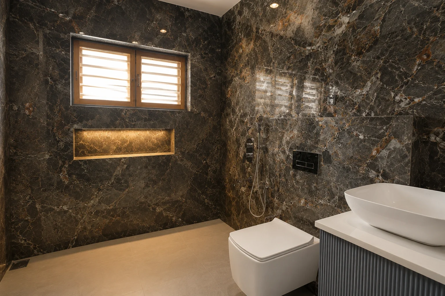 Bathroom after plumbing work in Shaheed Path Lucknow